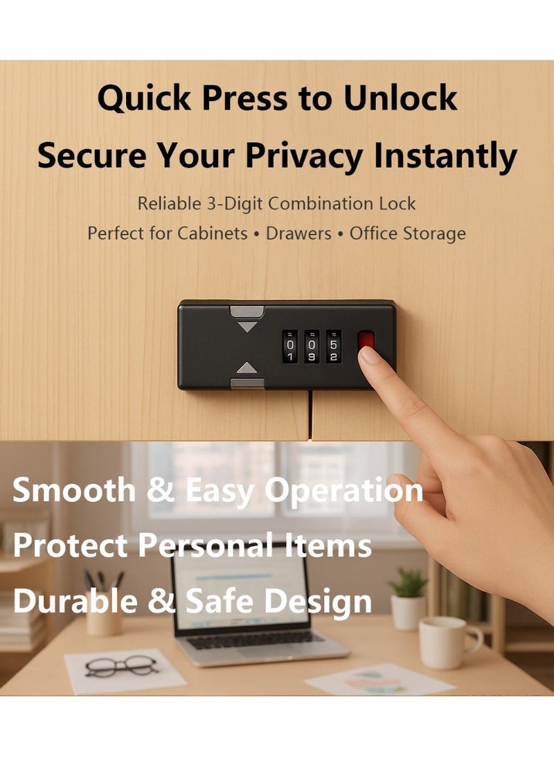 3 قفل بمسمار انزلاقي مجمع رقمي، قفل أمان بسبيكة الزنك بدون مفتاح مع رأس قفل قابل للضبط بحجم 7 مم للخزائن والأبواب والأدراج والبوابات الخارجية - Image 5